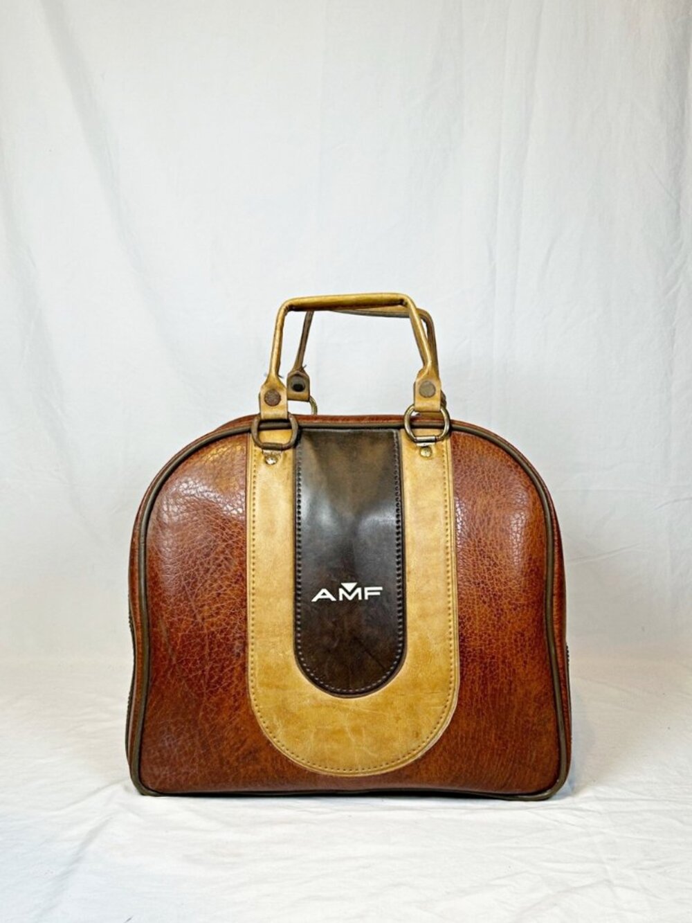 Vintage 70s AMF Brown Mustard Vinyl Bowling Bag